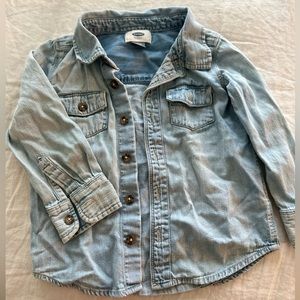 Old Navy Girls size 3T Button Up Jacket Blue Thin Denim-Like Jacket